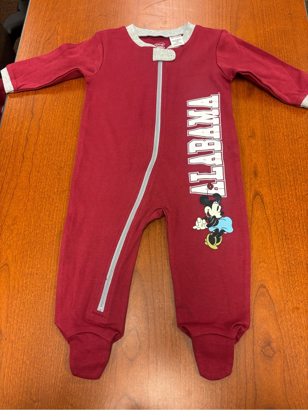 Disney Alabama Minnie Mouse Maroon Baby One-Piece Footed Sleeper